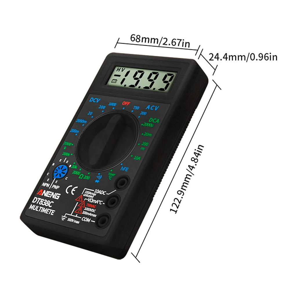 Цифровий мультиметр ANENG AN-DT838C, V, A, R, C, функція hFE (AN-DT838C) - фото 3 Цифровий мультиметр ANENG AN-DT838C, V, A, R, C, функція hFE (AN-DT838C) - фото 3