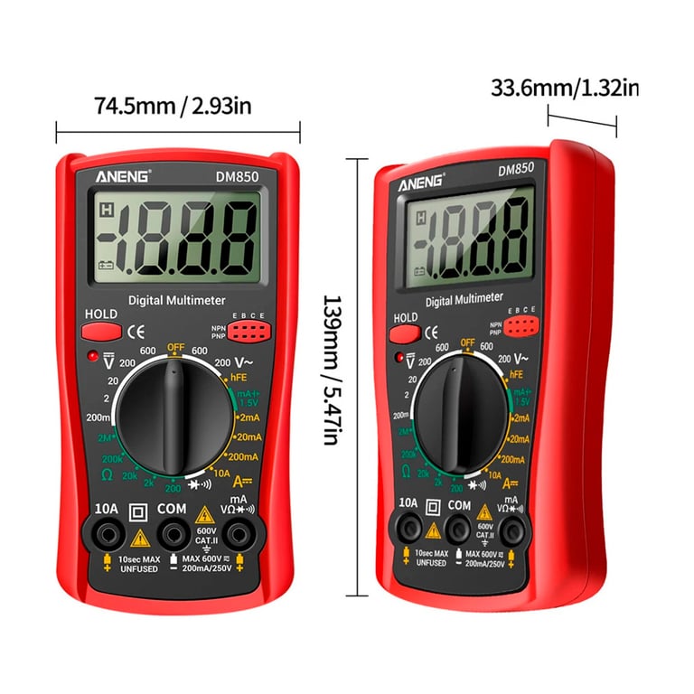 Цифровий мультиметр ANENG DM850, V, A, R, функція hFE (AN-DM850) - фото 4