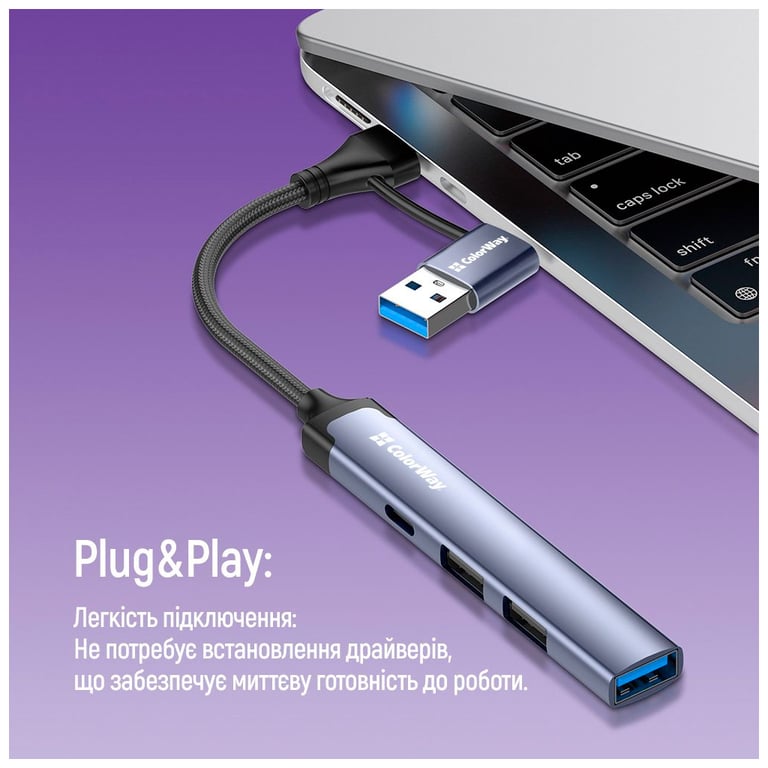 Концентратор ColorWay USB-A/USB-C 4-in-1 USB2.0х2/USB3.0/USB-C2.0 (CW-HUB06) - фото 11