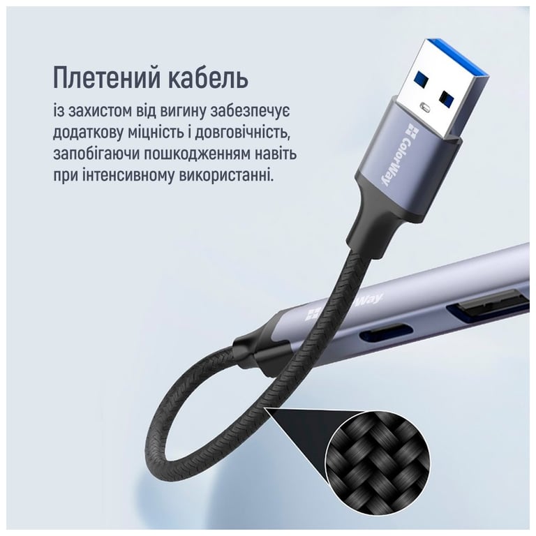 Концентратор ColorWay USB-A/USB-C 4-in-1 USB2.0х2/USB3.0/USB-C2.0 (CW-HUB06) - фото 4