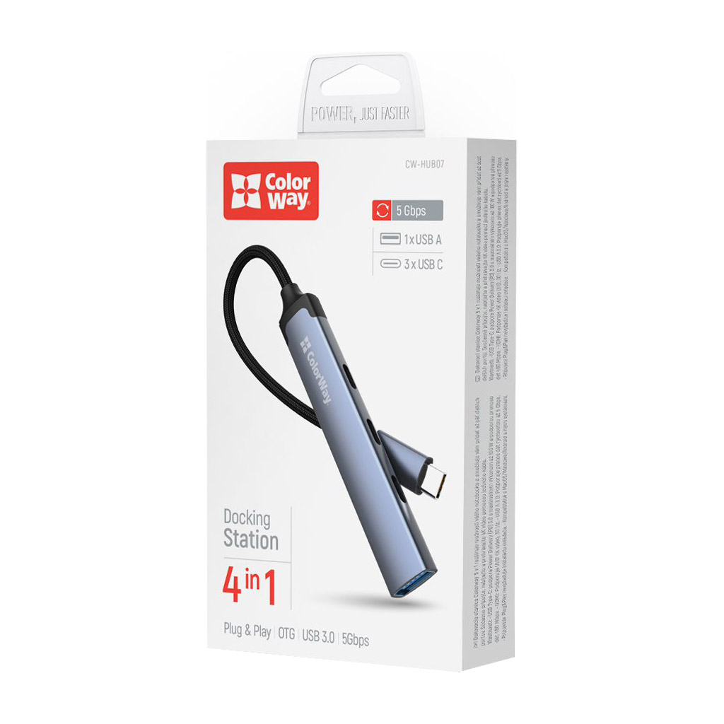 Концентратор ColorWay USB-C 4-in-1 USB-C2.0х3/USB3.0 (CW-HUB07) - фото 7 Концентратор ColorWay USB-C 4-in-1 USB-C2.0х3/USB3.0 (CW-HUB07) - фото 7