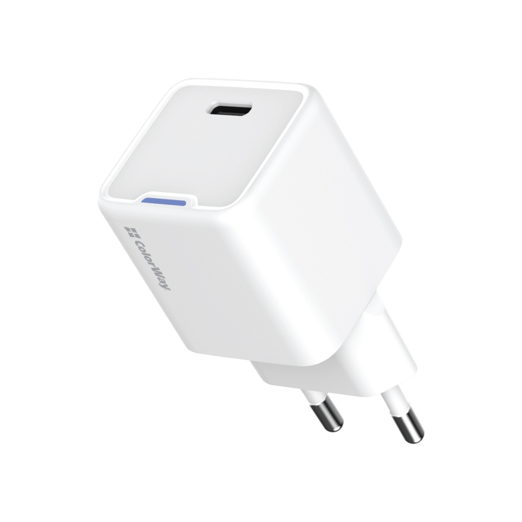 Зарядний пристрій ColorWay GaN Mini 25W PD Port PPS USB-C white (CW-CHS052PD-WT) - фото 1