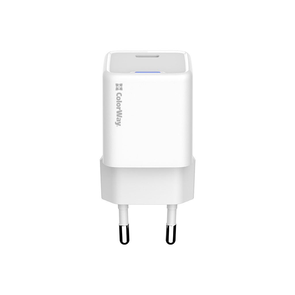 Зарядний пристрій ColorWay GaN Mini 25W PD Port PPS USB-C white (CW-CHS052PD-WT) - фото 2 Зарядний пристрій ColorWay GaN Mini 25W PD Port PPS USB-C white (CW-CHS052PD-WT) - фото 2
