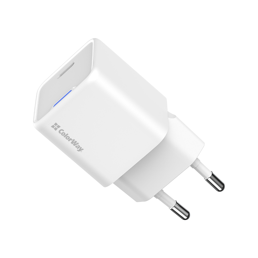 Зарядний пристрій ColorWay GaN Mini 25W PD Port PPS USB-C white (CW-CHS052PD-WT) - фото 3 Зарядний пристрій ColorWay GaN Mini 25W PD Port PPS USB-C white (CW-CHS052PD-WT) - фото 3
