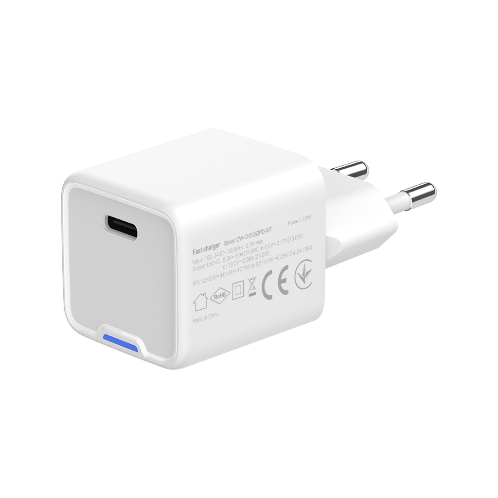 Зарядний пристрій ColorWay GaN Mini 25W PD Port PPS USB-C white (CW-CHS052PD-WT) - фото 5 Зарядний пристрій ColorWay GaN Mini 25W PD Port PPS USB-C white (CW-CHS052PD-WT) - фото 5