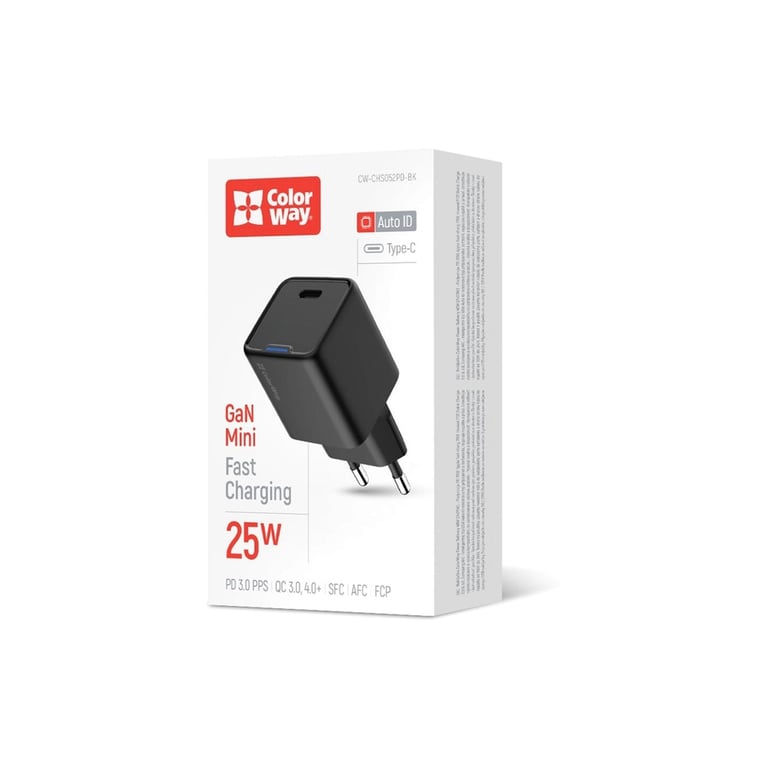Зарядний пристрій ColorWay GaN Mini 25W PD Port PPS USB-C black (CW-CHS052PD-BK) - фото 6