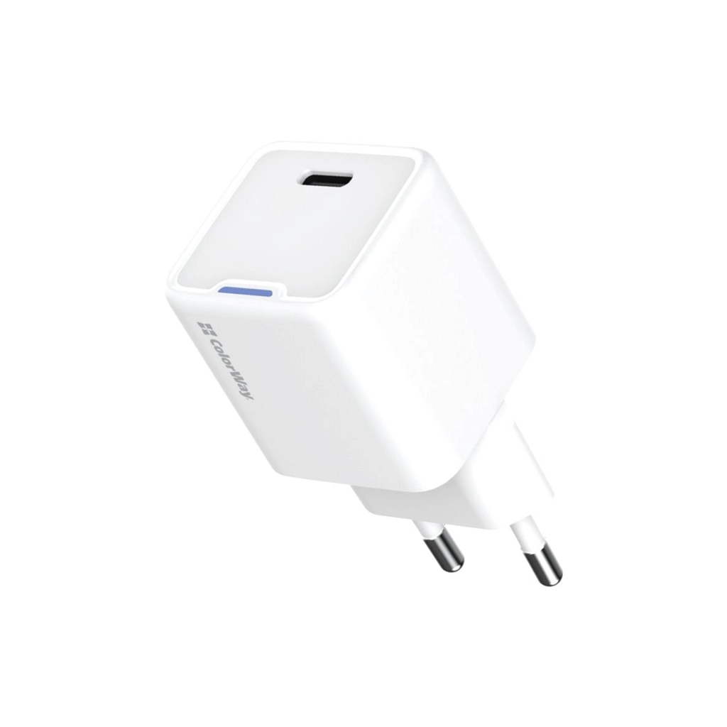 Зарядний пристрій ColorWay GaN Mini 30W PD Port PPS USB-C white (CW-CHS054PD-WT) - фото 1