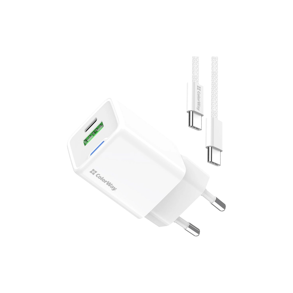 Зарядний пристрій ColorWay GaN Mini 35W PD Port PPS USB (Type-C PD + USB QC4.0) cable Type-C (CW-CHS055PDC-WT) Зарядний пристрій ColorWay GaN Mini 35W PD Port PPS USB (Type-C PD + USB QC4.0) cable Type-C (CW-CHS055PDC-WT)