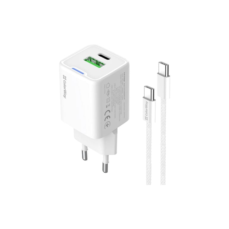 Зарядний пристрій ColorWay GaN Mini 35W PD Port PPS USB (Type-C PD + USB QC4.0) cable Type-C (CW-CHS055PDC-WT) - фото 2