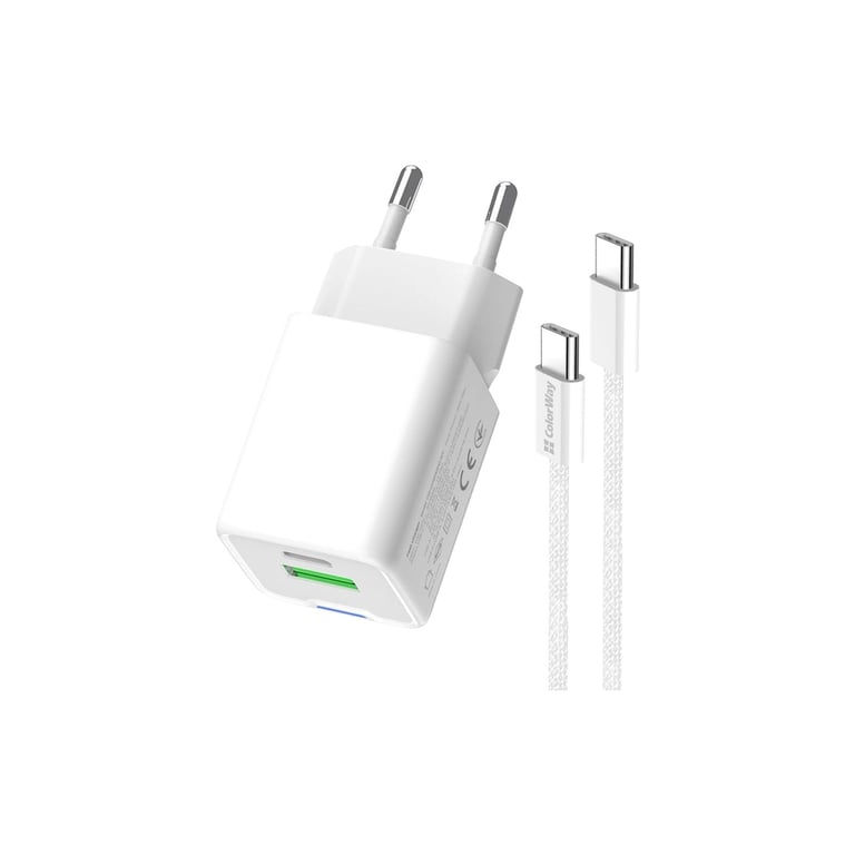 Зарядний пристрій ColorWay GaN Mini 35W PD Port PPS USB (Type-C PD + USB QC4.0) cable Type-C (CW-CHS055PDC-WT) - фото 5