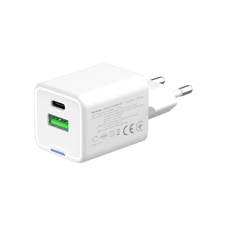 Зарядний пристрій ColorWay GaN Mini 35W PD Port PPS USB (Type-C PD + USB QC4.0) white (CW-CHS055PD-WT) - фото 6