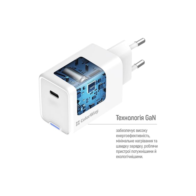 Зарядний пристрій ColorWay GaN Mini 45W PD Port PPS USB-C white (CW-CHS057PD-WT) - фото 9