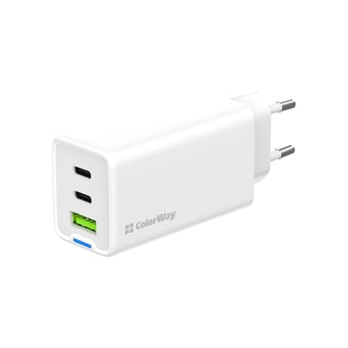 Зарядний пристрій ColorWay GaN Mini 65W PD Port PPS USB (USB-2C1A) white (CW-CHS058PD-WT) - фото 1