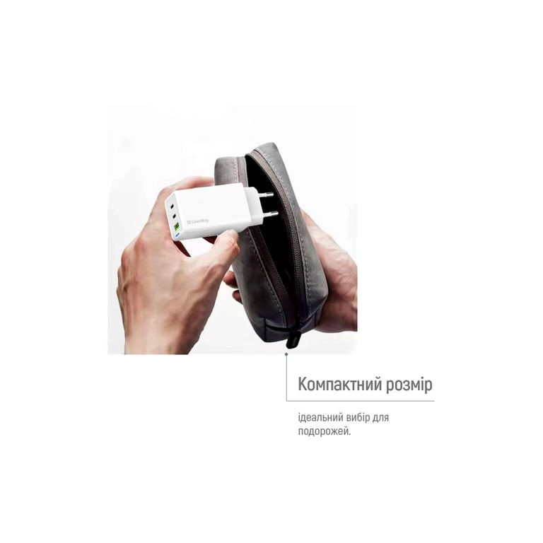 Зарядний пристрій ColorWay GaN Mini 65W PD Port PPS USB (USB-2C1A) white (CW-CHS058PD-WT) - фото 12