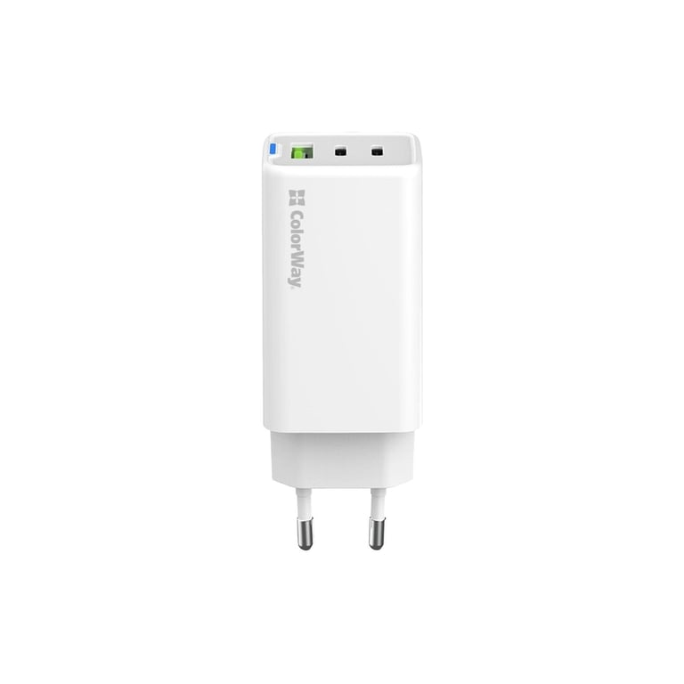 Зарядний пристрій ColorWay GaN Mini 65W PD Port PPS USB (USB-2C1A) white (CW-CHS058PD-WT) - фото 2