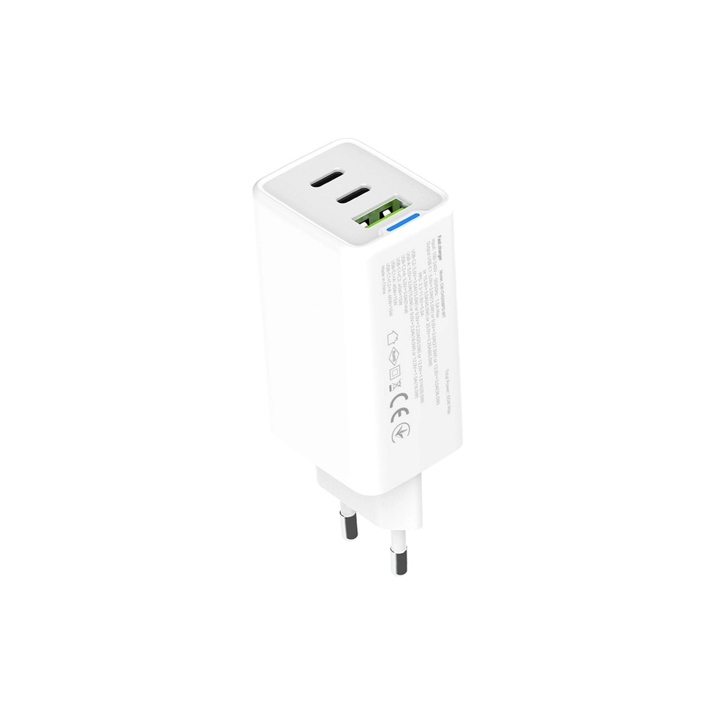 Зарядний пристрій ColorWay GaN Mini 65W PD Port PPS USB (USB-2C1A) white (CW-CHS058PD-WT) - фото 3 Зарядний пристрій ColorWay GaN Mini 65W PD Port PPS USB (USB-2C1A) white (CW-CHS058PD-WT) - фото 3