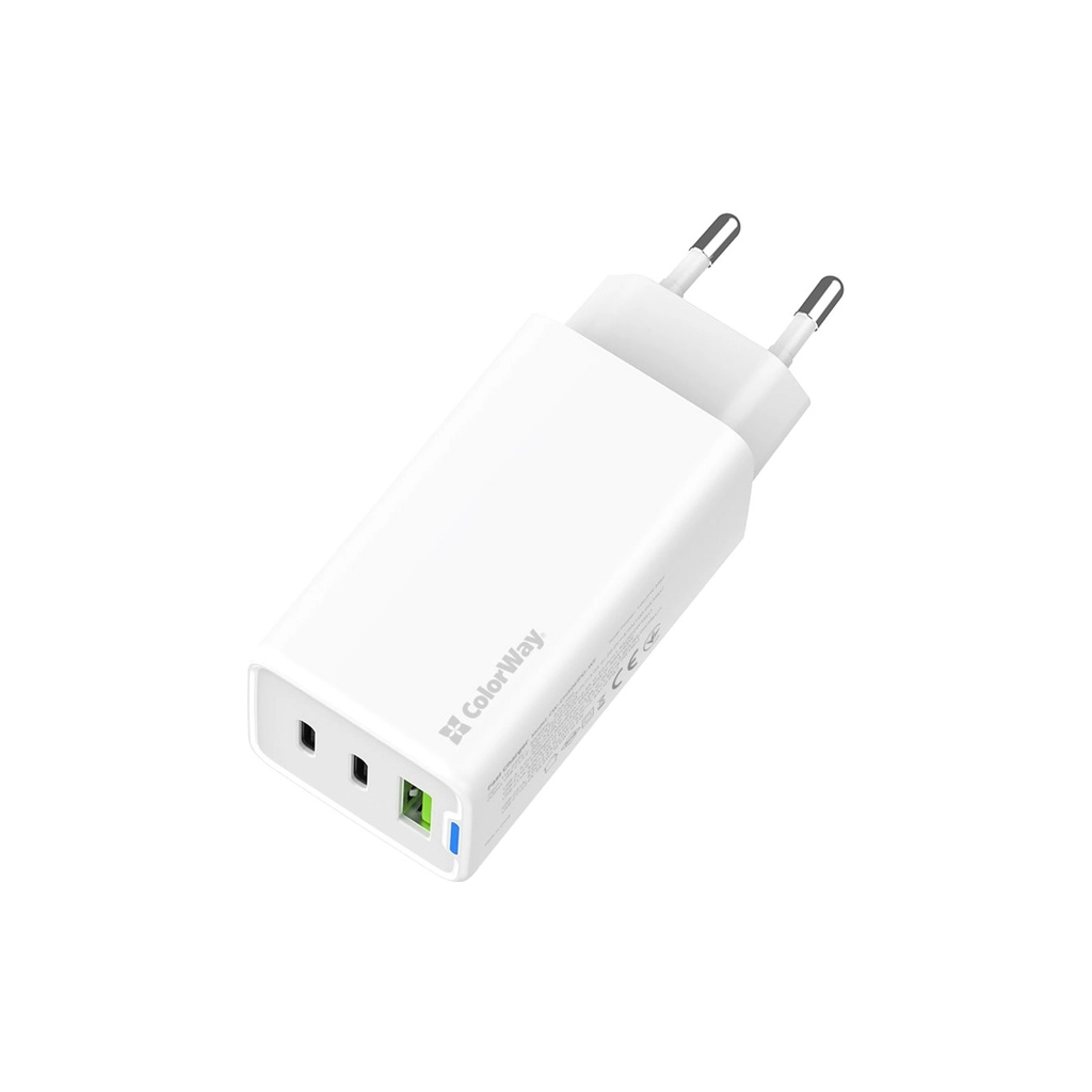 Зарядний пристрій ColorWay GaN Mini 65W PD Port PPS USB (USB-2C1A) white (CW-CHS058PD-WT) - фото 5 Зарядний пристрій ColorWay GaN Mini 65W PD Port PPS USB (USB-2C1A) white (CW-CHS058PD-WT) - фото 5