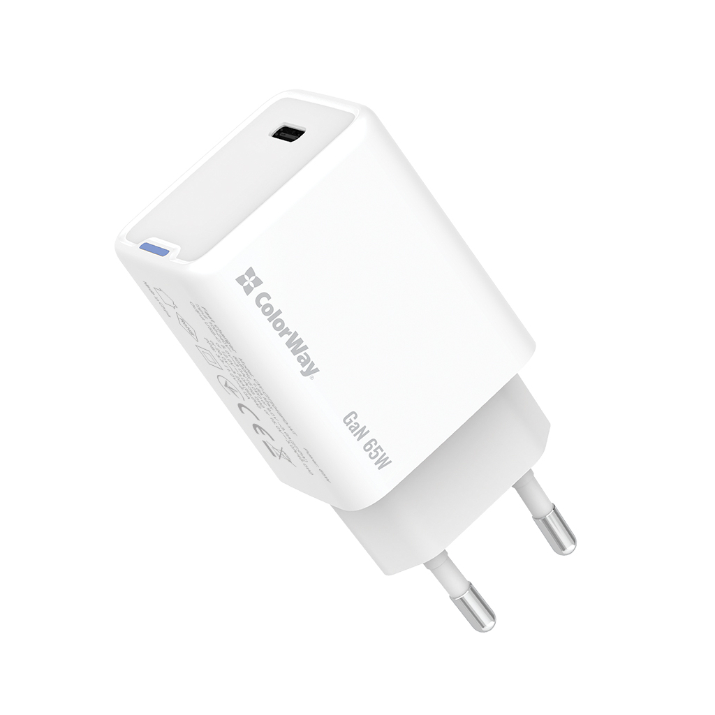 Зарядний пристрій ColorWay GaN Mini 65W PD Port PPS USB-C white (CW-CHS049PD-WT) Зарядний пристрій ColorWay GaN Mini 65W PD Port PPS USB-C white (CW-CHS049PD-WT)
