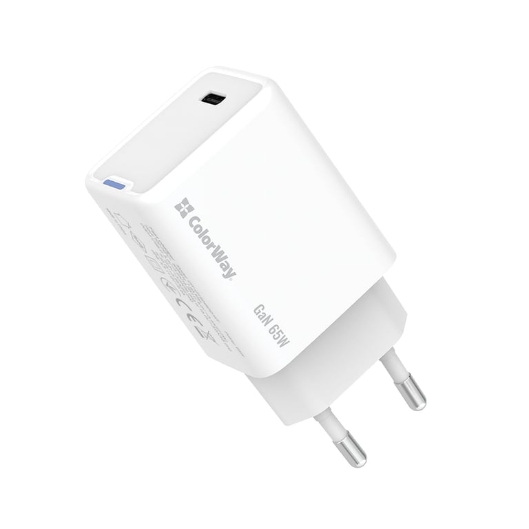Зарядний пристрій ColorWay GaN Mini 65W PD Port PPS USB-C white (CW-CHS049PD-WT) - фото 1