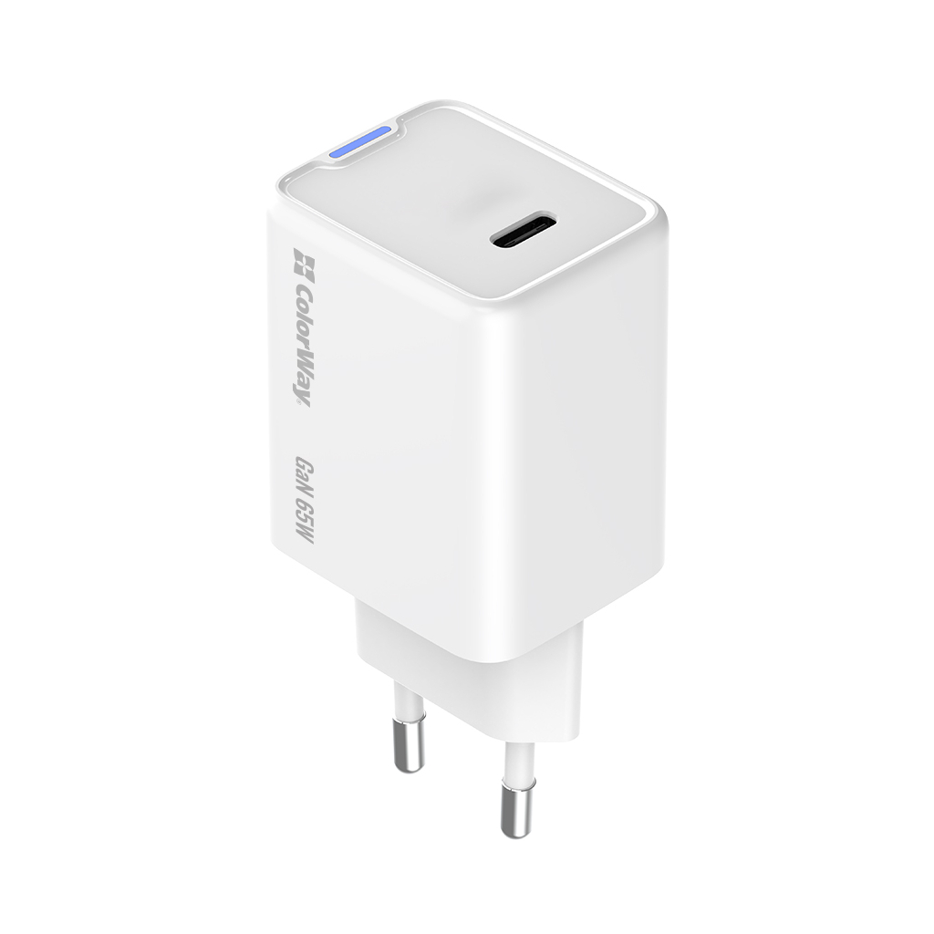 Зарядний пристрій ColorWay GaN Mini 65W PD Port PPS USB-C white (CW-CHS049PD-WT) - фото 6 Зарядний пристрій ColorWay GaN Mini 65W PD Port PPS USB-C white (CW-CHS049PD-WT) - фото 6
