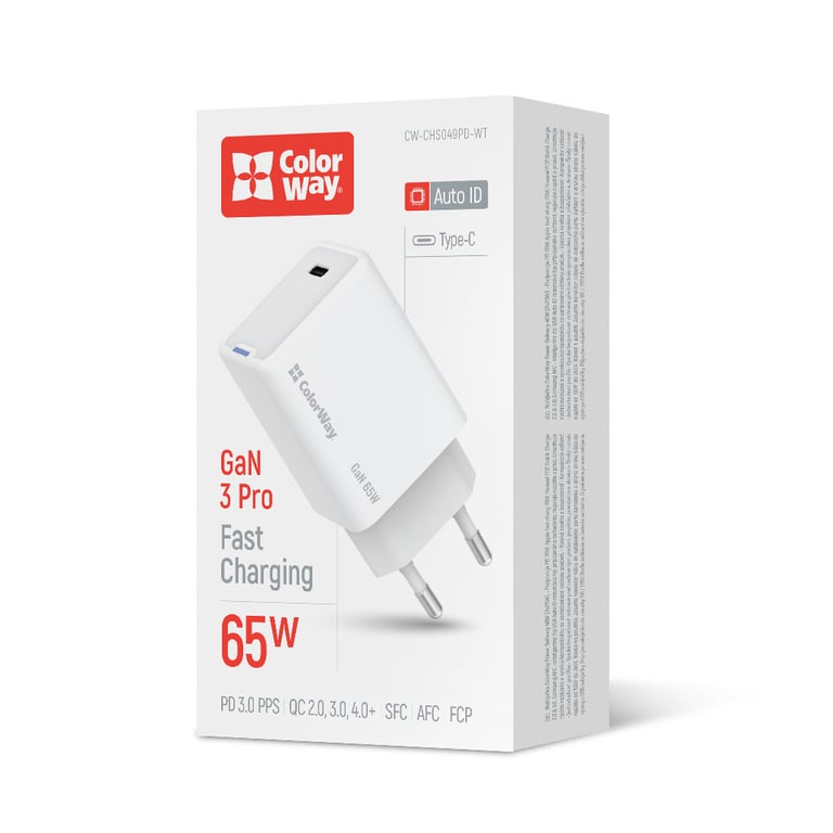 Зарядний пристрій ColorWay GaN Mini 65W PD Port PPS USB-C white (CW-CHS049PD-WT) - фото 7
