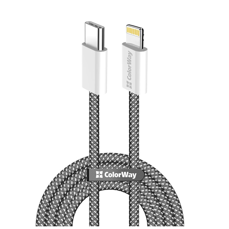 Дата кабель USB-C to Lightning 2.0m 27W PD FC black ColorWay (CW-CBPDCL068-BK) - фото 1