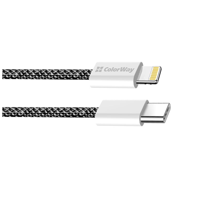 Дата кабель USB-C to Lightning 2.0m 27W PD FC black ColorWay (CW-CBPDCL068-BK) - фото 2