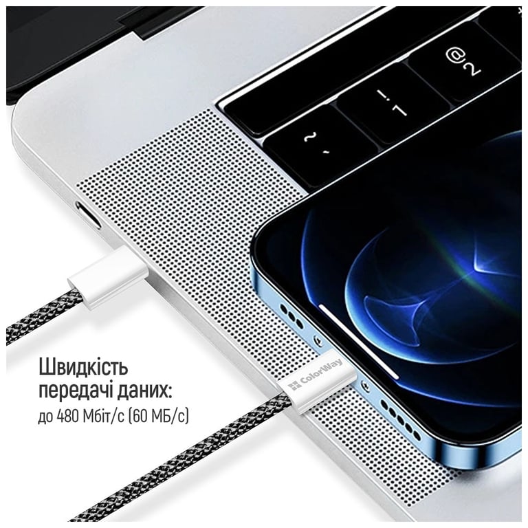 Дата кабель USB-C to USB-C 2.0m (braided cotton) (PD Fast Charging 60W) 3.0А black ColorWay (CW-CBPDCC068-BK) - фото 11