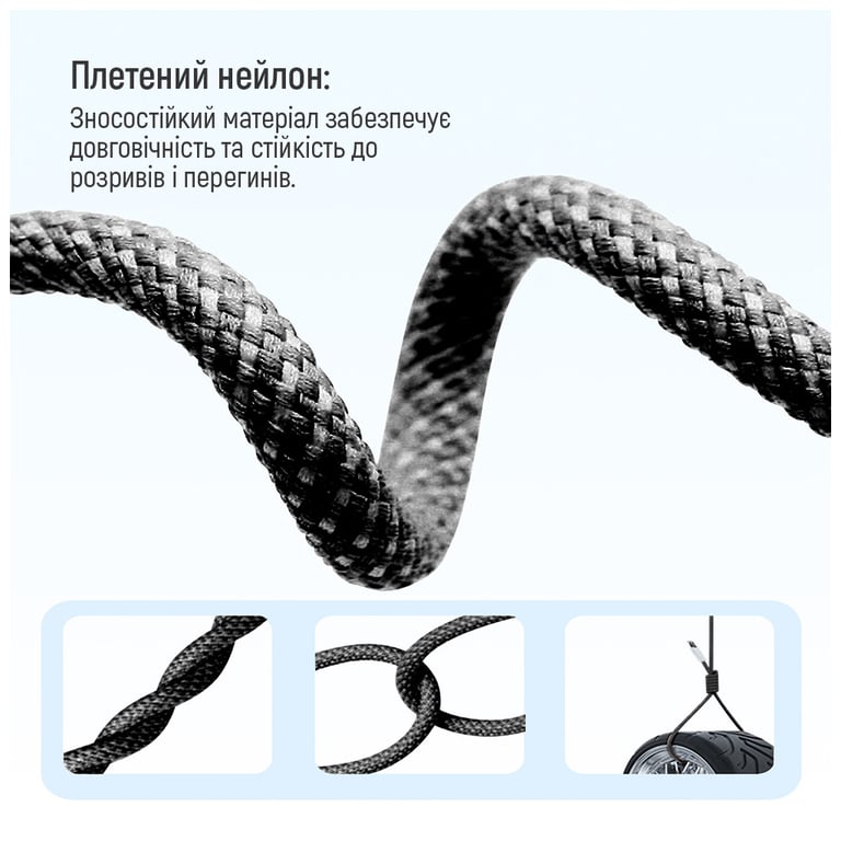 Дата кабель USB-C to USB-C 2.0m (braided cotton) (PD Fast Charging 60W) 3.0А black ColorWay (CW-CBPDCC068-BK) - фото 12