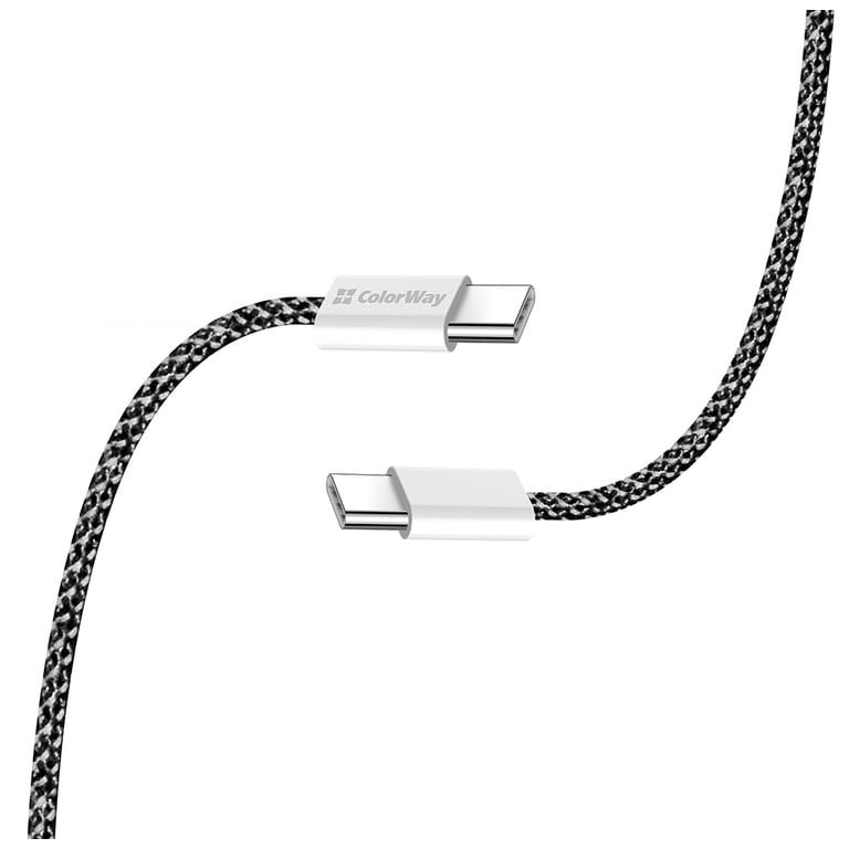 Дата кабель USB-C to USB-C 2.0m (braided cotton) (PD Fast Charging 60W) 3.0А black ColorWay (CW-CBPDCC068-BK) - фото 6