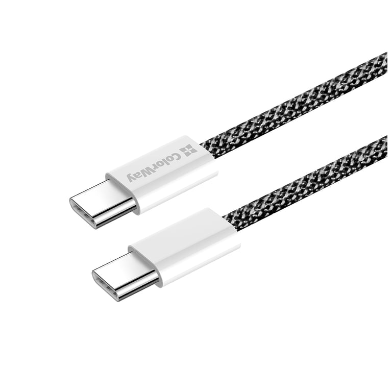 Дата кабель USB-C to USB-C 2.0m (braided cotton) (PD Fast Charging 60W) 3.0А black ColorWay (CW-CBPDCC068-BK) - фото 7