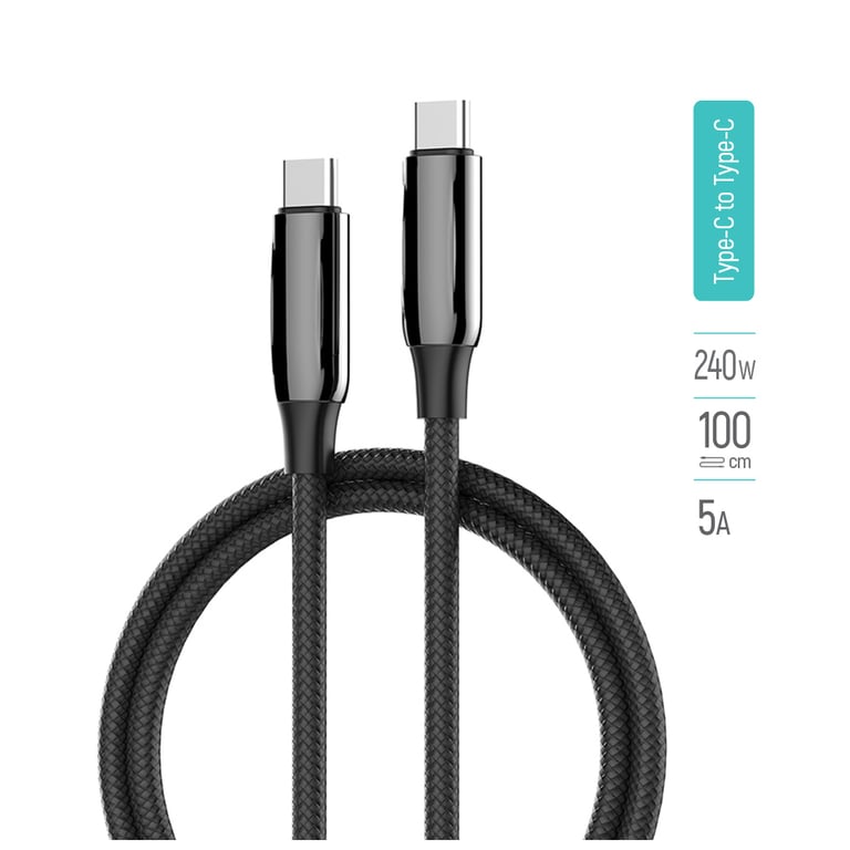 Дата кабель USB-C to USB-C 1.0m (PVC+Aluminum Alloy) (PD Fast Charging 240W) 5А black ColorWay (CW-CBPDCC069-BK) - фото 8
