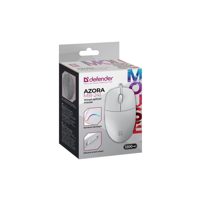Мишка Defender Azora MB-241 LED USB White (52242) - фото 5