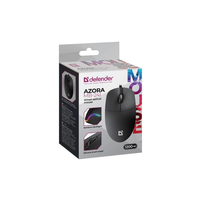 Мишка Defender Azora MB-241 LED USB Black (52241) - фото 5