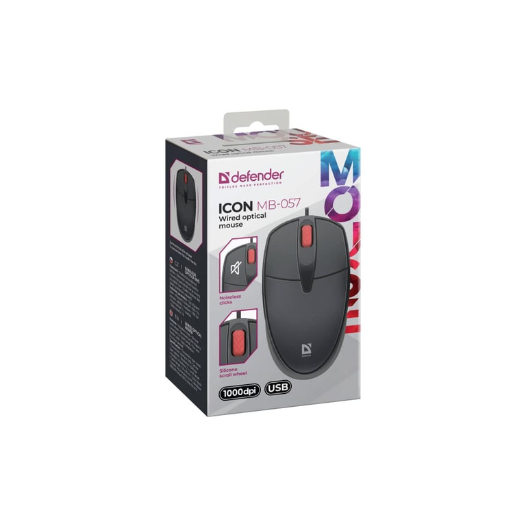 Мишка Defender Icon MB-057 USB Black (52057) - фото 5