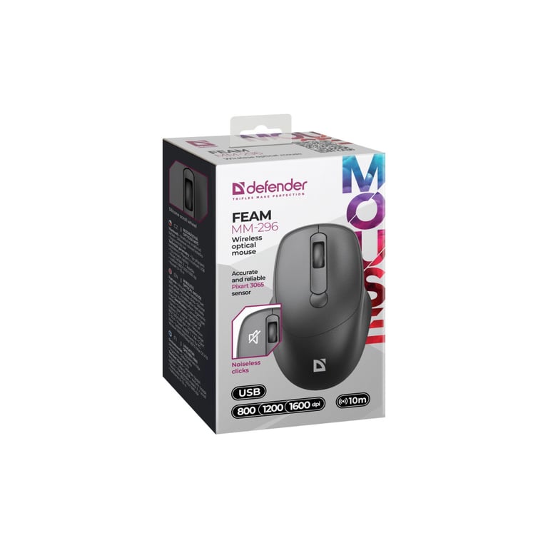 Мишка Defender Feam MM-296 Wireless Black (52296) - фото 4