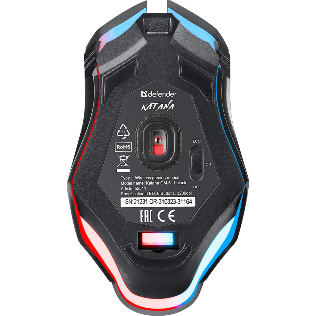 Мишка Defender Katana GM-511 LED Wireless Black (52511) - фото 7 Мишка Defender Katana GM-511 LED Wireless Black (52511) - фото 7