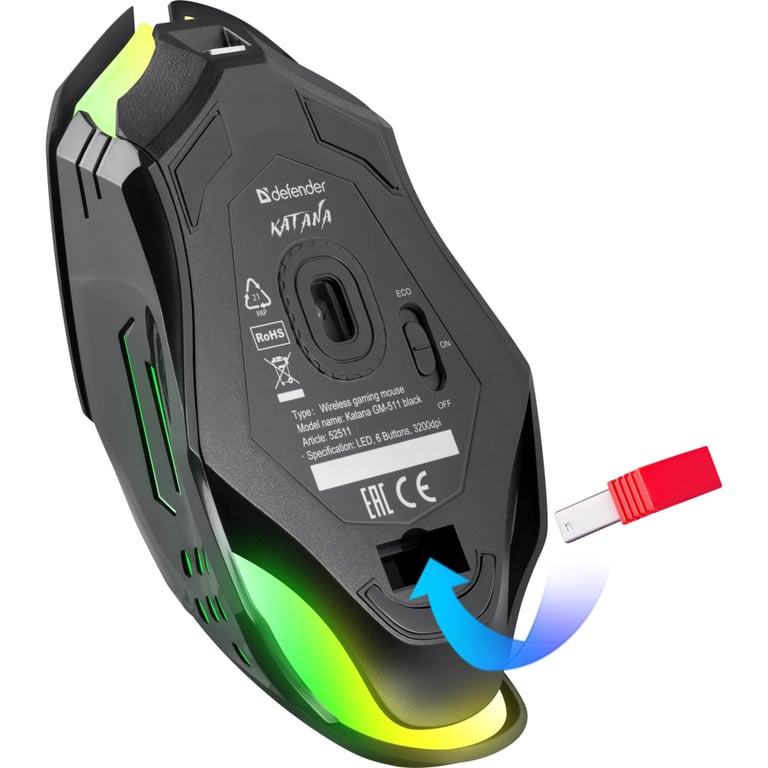 Мишка Defender Katana GM-511 LED Wireless Black (52511) - фото 9
