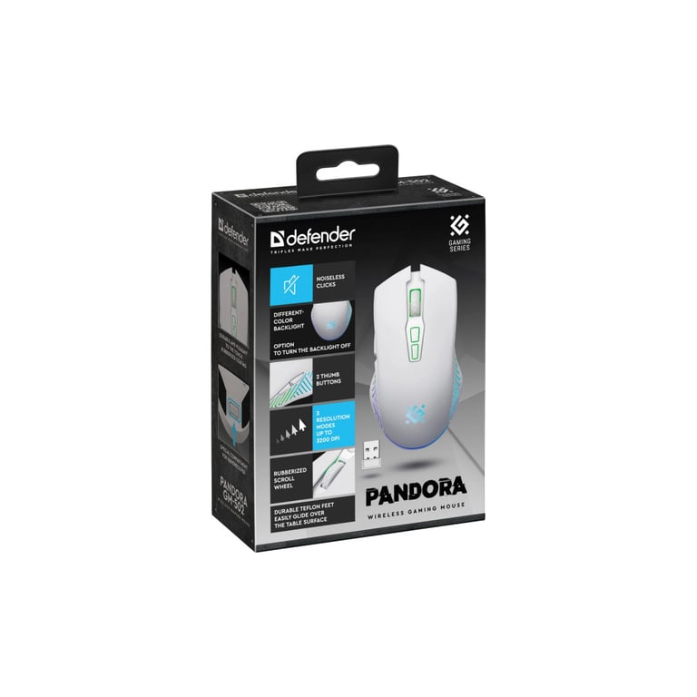 Мишка Defender Pandora GM-502 LED Wireless White (52502) - фото 7