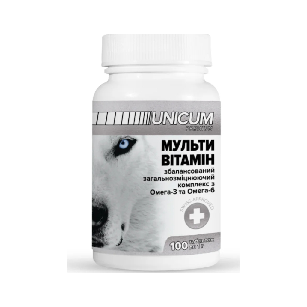 Вітаміни для собак Unicum PREMIUM мультивітамін 100 табл. (4820150201869) Вітаміни для собак Unicum PREMIUM мультивітамін 100 табл. (4820150201869)