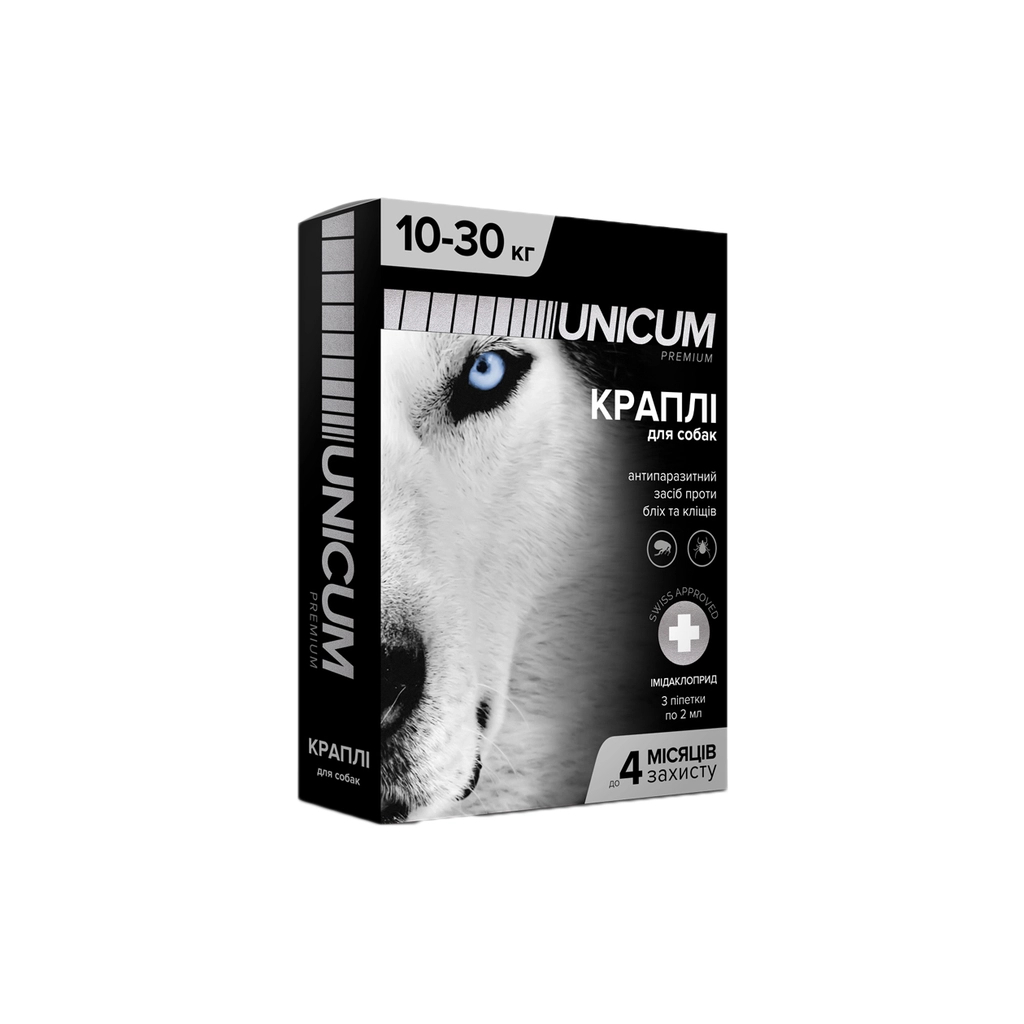 Краплі для тварин Unicum Premium від бліх та кліщів на холку для собак масою 10-30 кг/3 шт (4820150201807) - фото 1