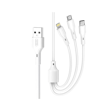 Дата кабель USB 2.0 AM to Lightning + Micro 5P + USB-C 1.0m 2.4A XO (CB-23U3) - фото 1