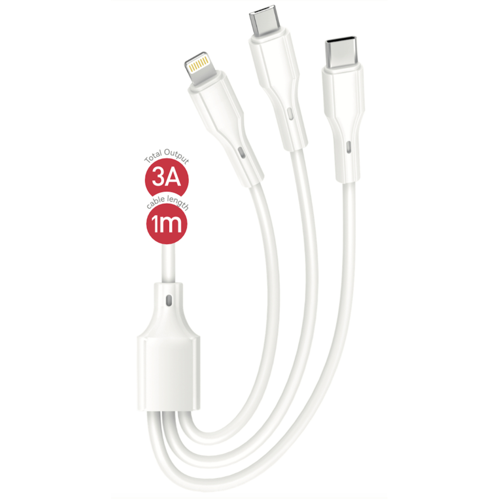 Дата кабель USB 2.0 AM to Lightning + Micro 5P + USB-C 1.0m 2.4A XO (CB-23U3) - фото 4 Дата кабель USB 2.0 AM to Lightning + Micro 5P + USB-C 1.0m 2.4A XO (CB-23U3) - фото 4