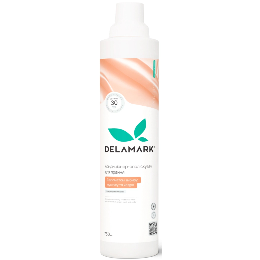 Кондиціонер для білизни DeLaMark З ароматом імбиру, мускусу та кедра 750 мл (4820152333827) - фото 1 Кондиціонер для білизни DeLaMark З ароматом імбиру, мускусу та кедра 750 мл (4820152333827) - фото 1