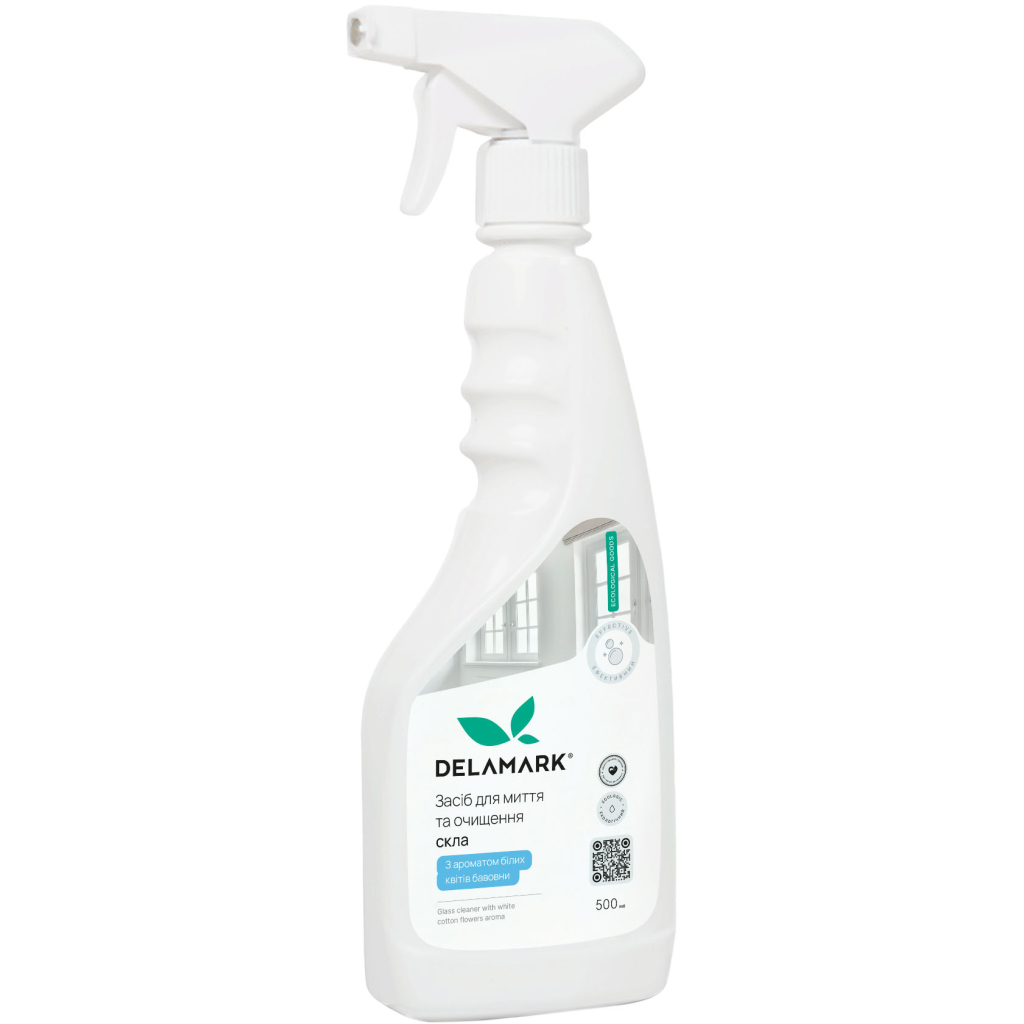 Засіб для миття скла DeLaMark Білі квіти бавовни 500 мл (4820152333681) - фото 1