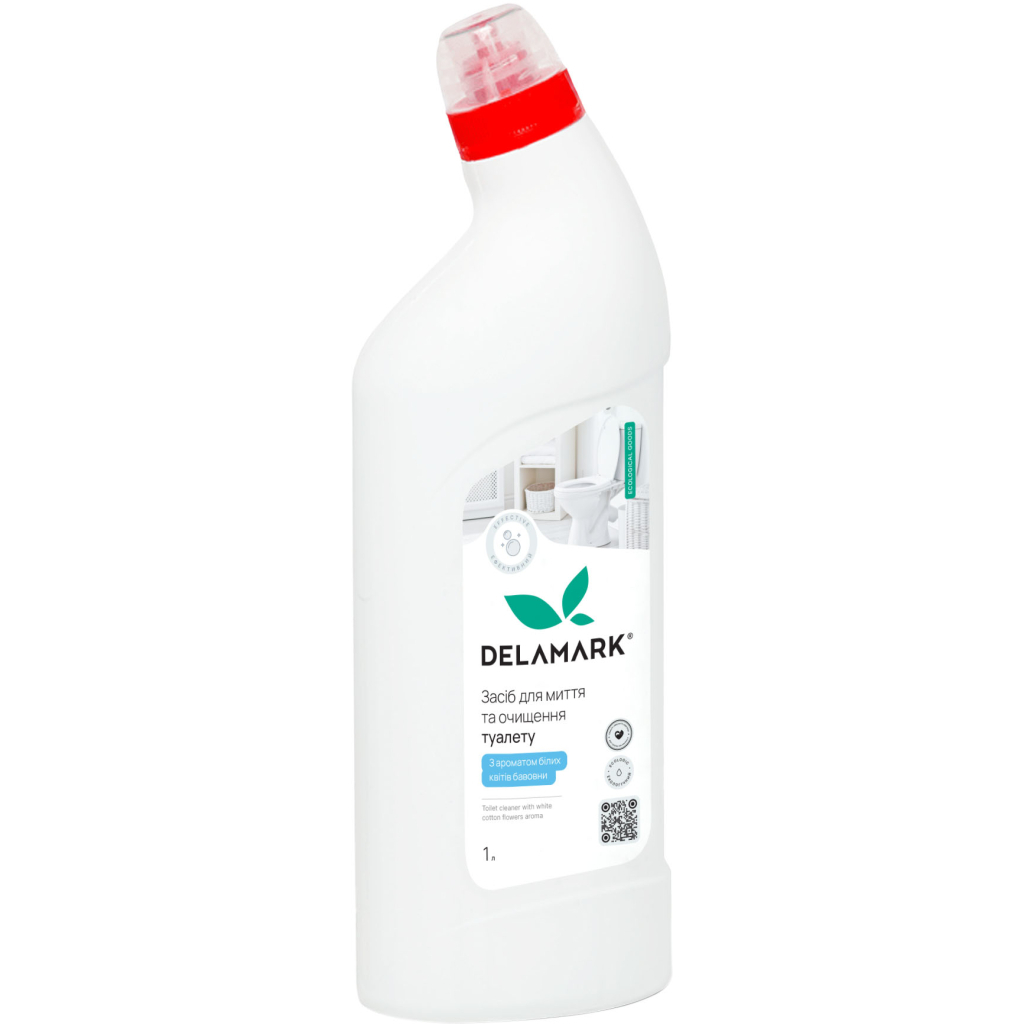 Засіб для чищення унітазу DeLaMark Білі квіти бавовни 1 л (4820152333650) - фото 1 Засіб для чищення унітазу DeLaMark Білі квіти бавовни 1 л (4820152333650) - фото 1