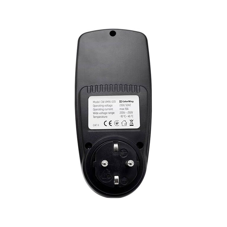 Ватметр ColorWay цифровий 16A/3680W, black (CW-VM16-02D) - фото 6