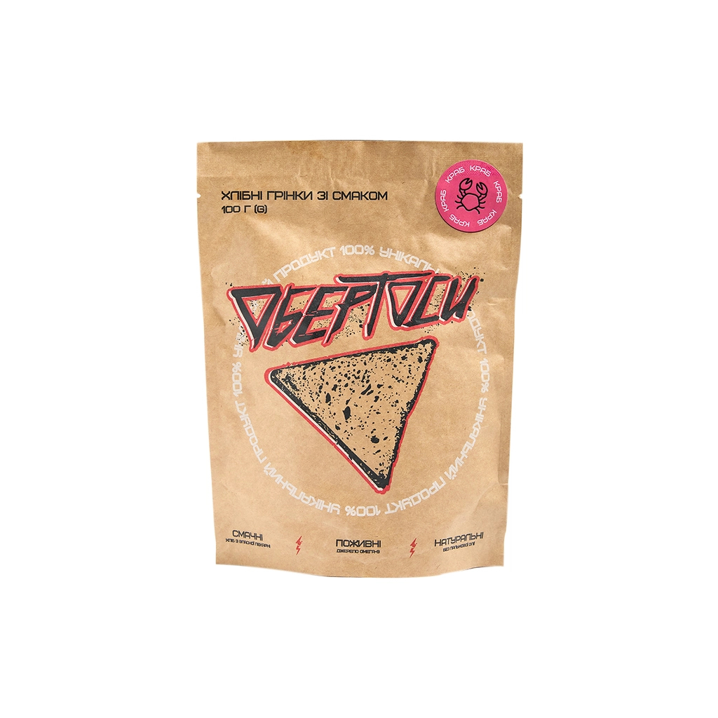 Сухарики Обертоси пшеничні зі смаком Краба 100 г (4820173480548) - фото 1 Сухарики Обертоси пшеничні зі смаком Краба 100 г (4820173480548) - фото 1