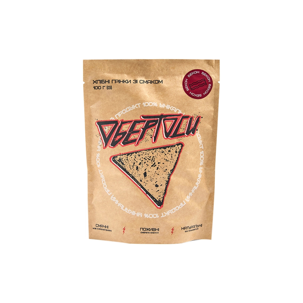 Сухарики Обертоси пшенично-житні зі смаком Бекону 100 г (4820290220058) - фото 1