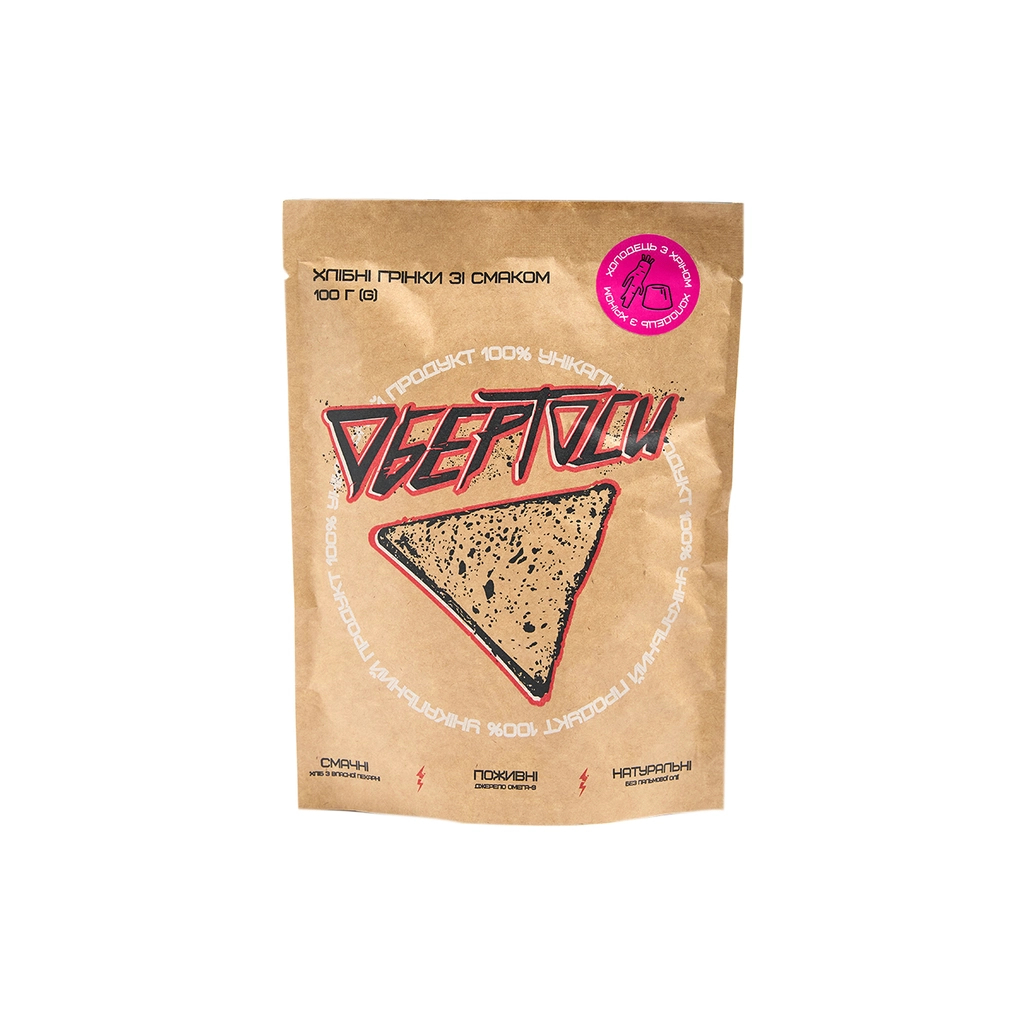 Сухарики Обертоси пшеничні - житні зі смаком Холодець з хріном 100 г (4820173480562) - фото 1 Сухарики Обертоси пшеничні - житні зі смаком Холодець з хріном 100 г (4820173480562) - фото 1